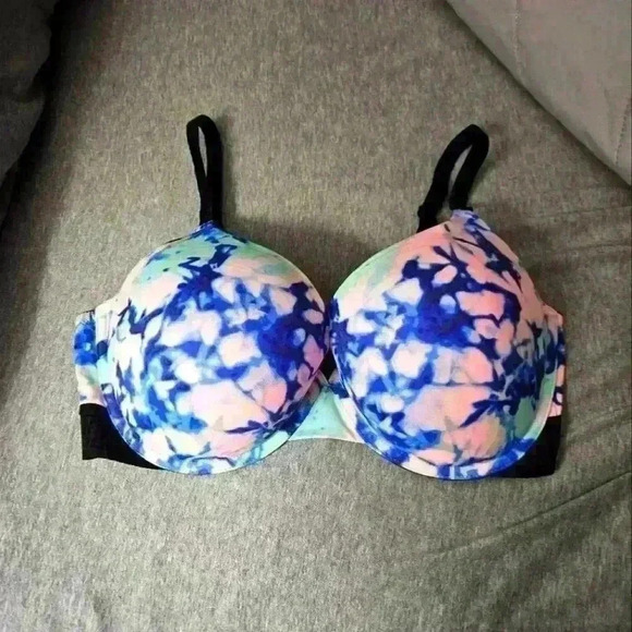 Victoria's Secret Pink- pink & blue tie die push up bra. Size 36 DD - Picture 1 of 10